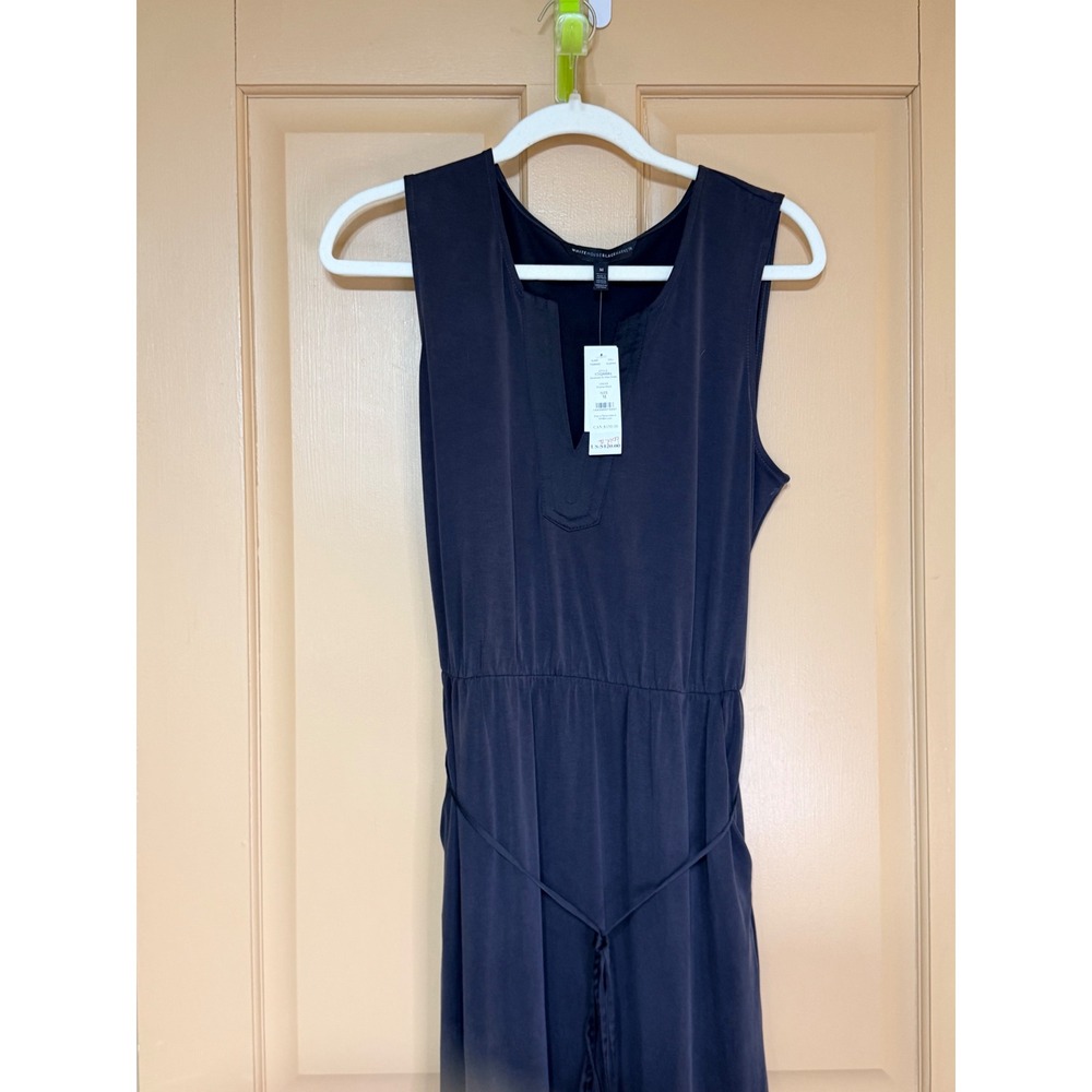 White House Black Market Sandwash SL Maxi Dress Washed Black NWT M - Picture 2 of 3